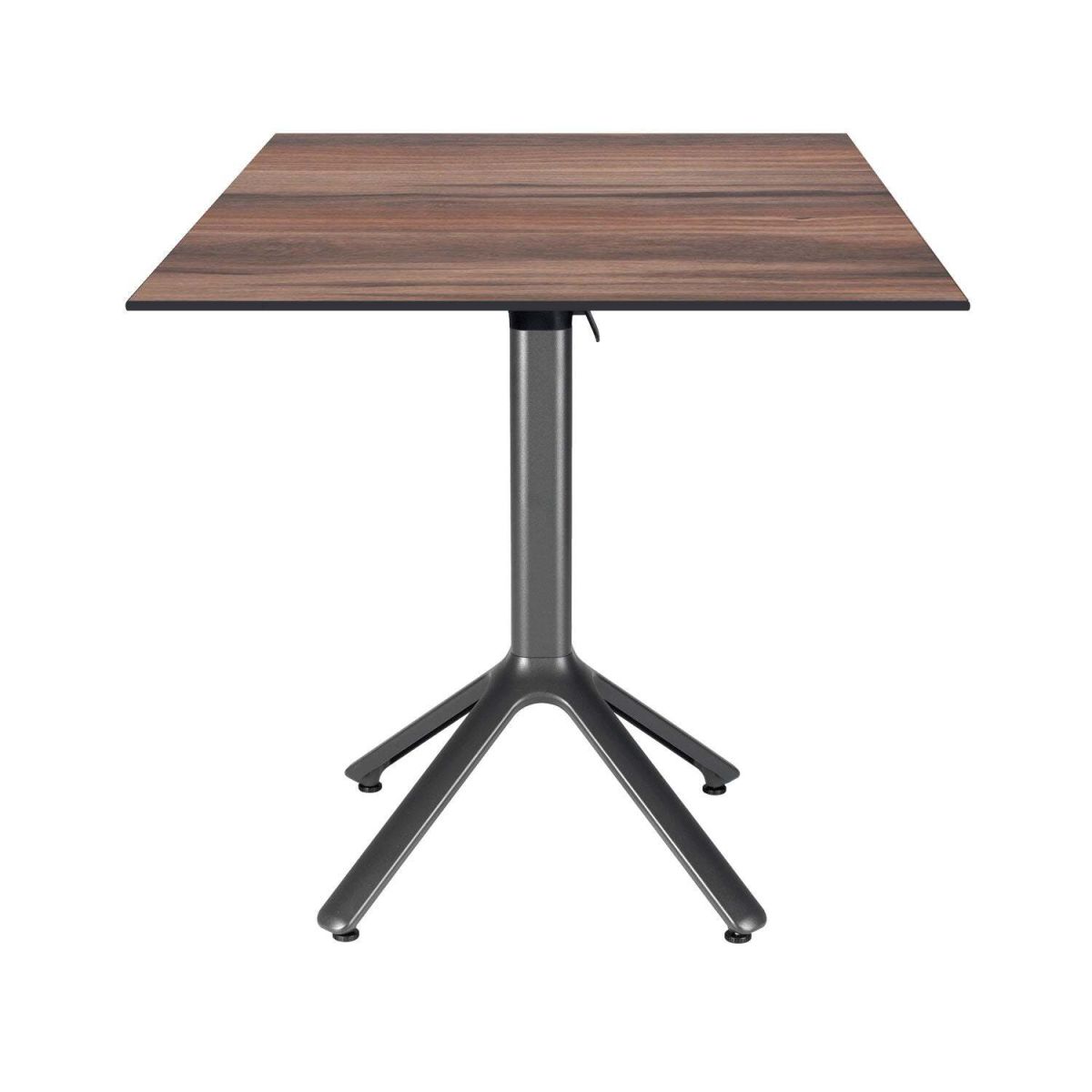 Tavolo pieghevole Nemo da esterno 70x70 RestooTab; 70x70x74 cm (LxLxH); Piano tavolo quercia fumè, struttura grigio scuro; quadrata