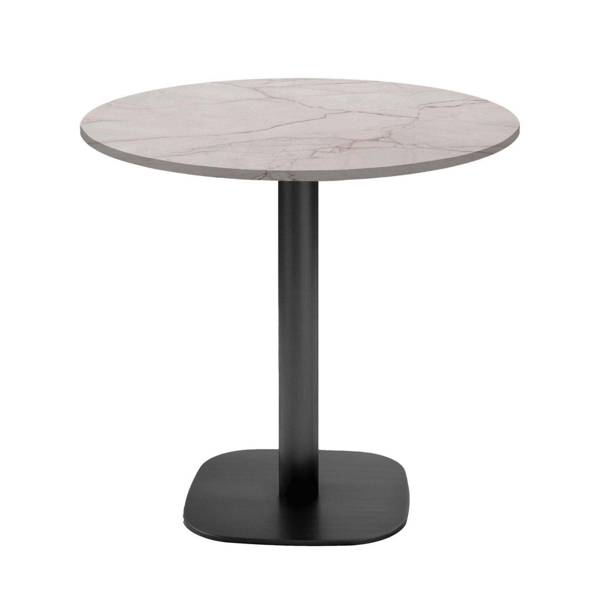 RestooTab Tisch Round rund - Dekor Stein & Holz 75x70 cm (HxØ); Platte beige, Gestell schwarz; rund