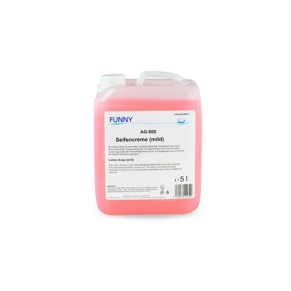 Plock Seifencreme mild 5 Liter 5000 ml; rosa