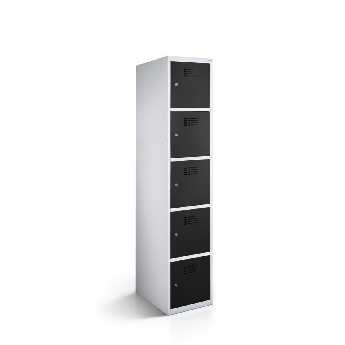 rotstahl Fächerschrank 5 Fächer mit lichtgrauem Korpus 40x50x180 cm (BxTxH); schwarz