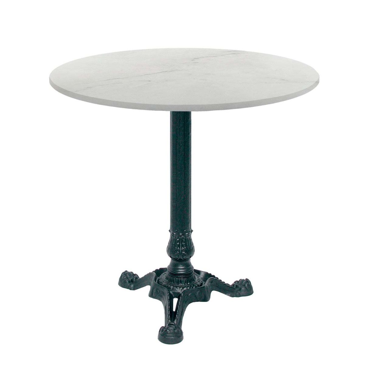 RestooTab Tisch Bistrot rund - Dekor Stein & Holz 70x70x75x70 cm (LxBxHxØ); weiß/beige/marmoriert; Gestell schwarz; rund