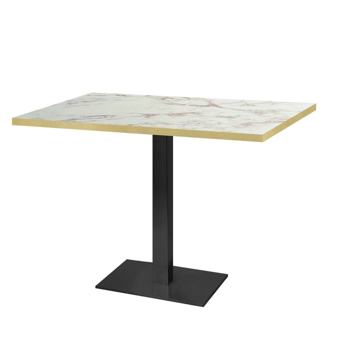 Tavolo Milano rettangolare - laminato pietra RestooTab; 120x70x75 cm (LxLxH); bianco lana/marrone/ottone; rettangolare