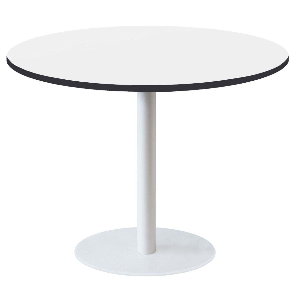 RestooTab Tisch Rome XL rund Gestell weiß - Dekor Holz & Uni 120x120x75x120 cm (LxBxHxØ); weiß/schwarz; Gestell schwarz; rund