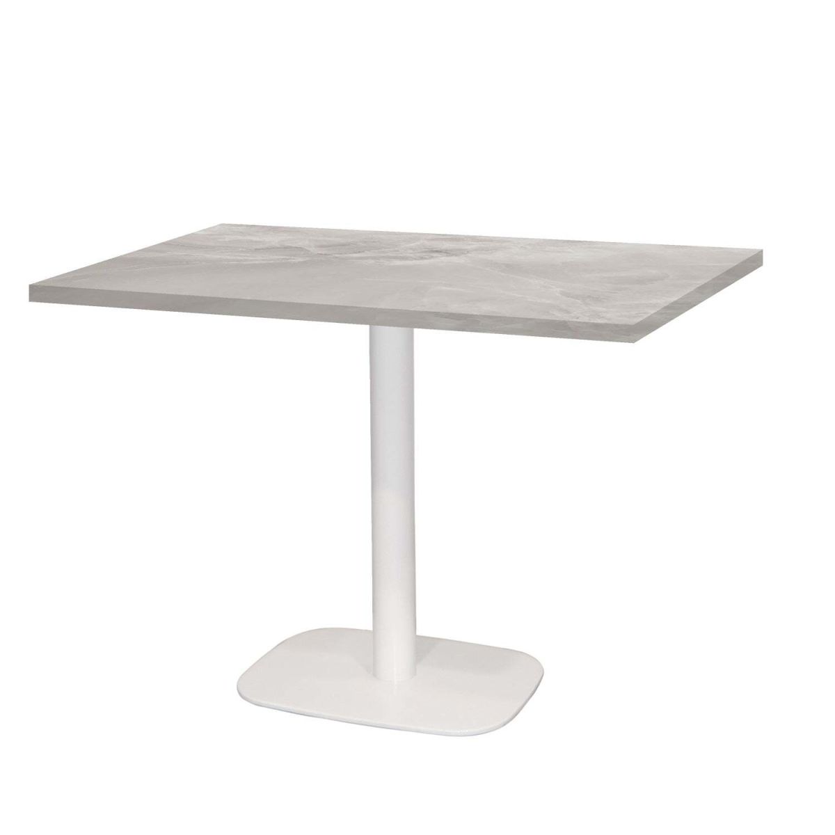 Tavolo Round rettangolare base bianco - laminato legno & pietra RestooTab; 120x70x75 cm (LxLxH); beige/grigio/marmorizzato; rettangolare