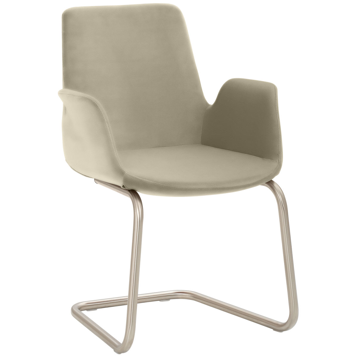 Mayer Sitzmöbel Sessel 2009, Mikrofaser-Stoff, mit Armlehnen 58x56x86 cm (BxTxH); Sitz taupe, Gestell edelstahl