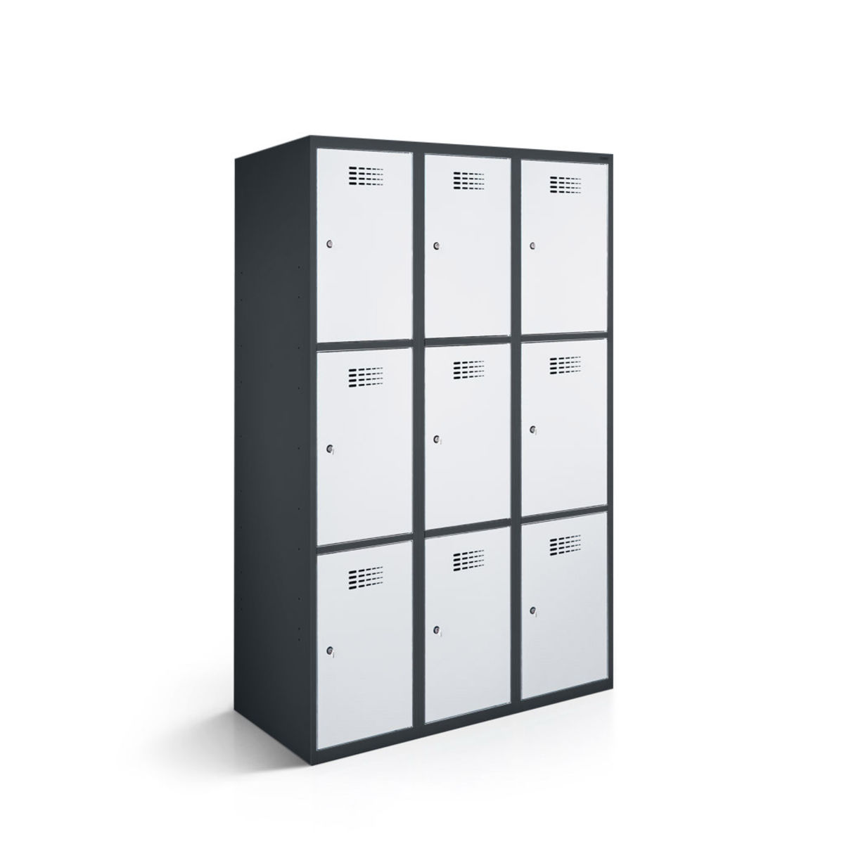 rotstahl Fächerschrank 9 Fächer mit anthrazitgrauem Korpus 120x50x180 cm (BxTxH); hellgrau