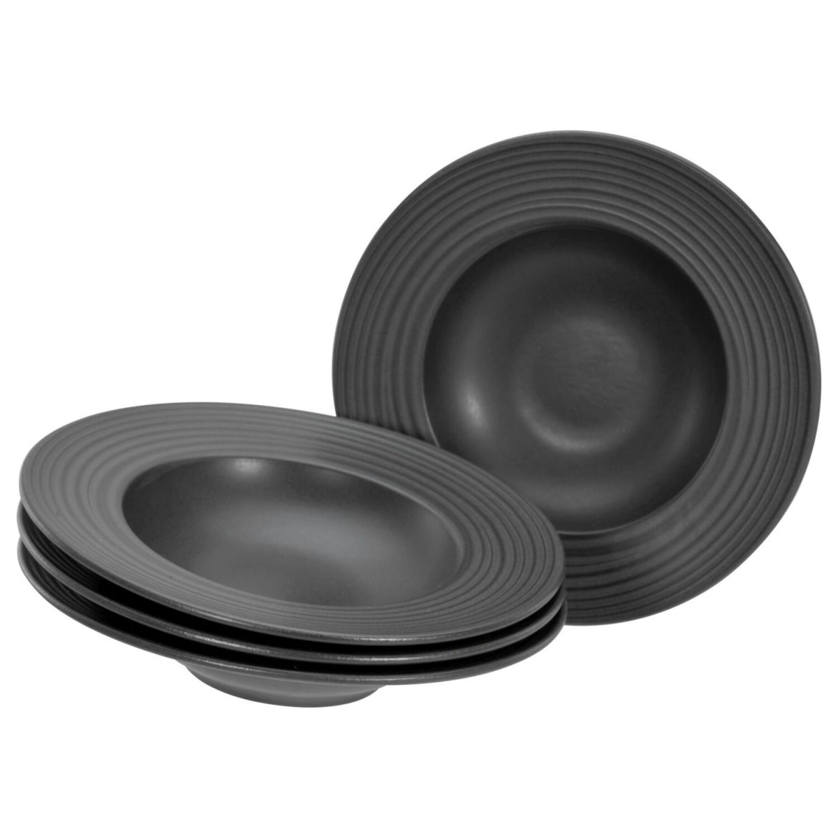 Lava Stone nero - Set di 4 piatti gourmet per la pasta CreaTable; 460 ml, 27x5.5 cm (ØxH); nero; rotonda; 4 pz. / Pacco