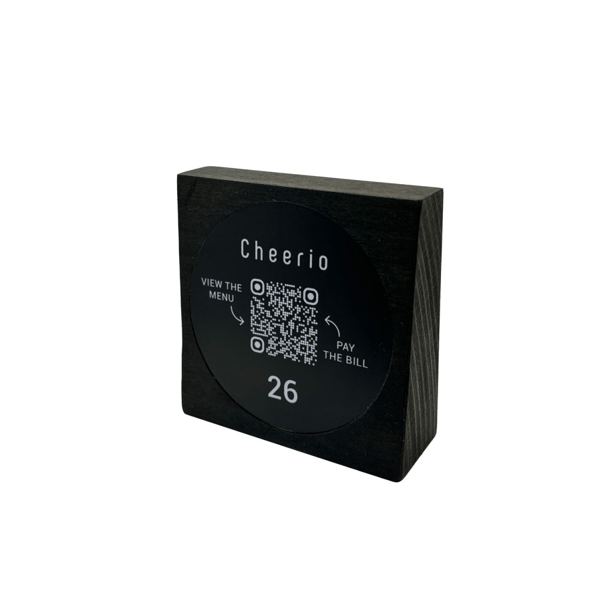PRODUCTMATE Tischaufsteller stehend mit QR-Code Aufkleber matt 11x11 cm (BxH); buche/schwarz; 25 Stück / Pack