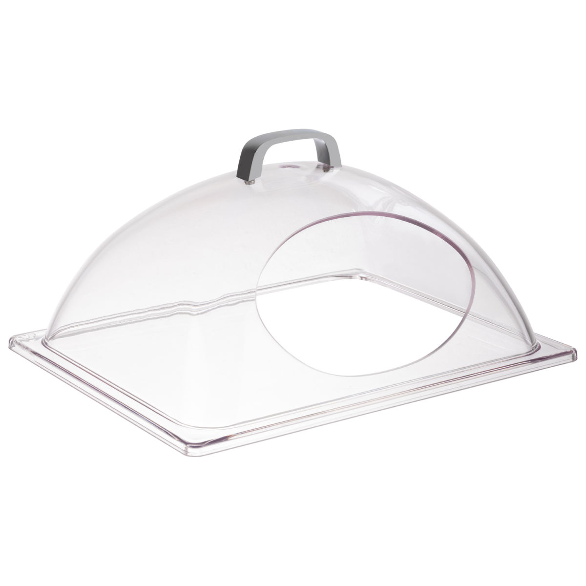 APS GN 1/2 Kuppelhaube, Kunststoff (SAN) 33.5x27.5x17 cm (LxBxH); transparent/edelstahl; rechteckig