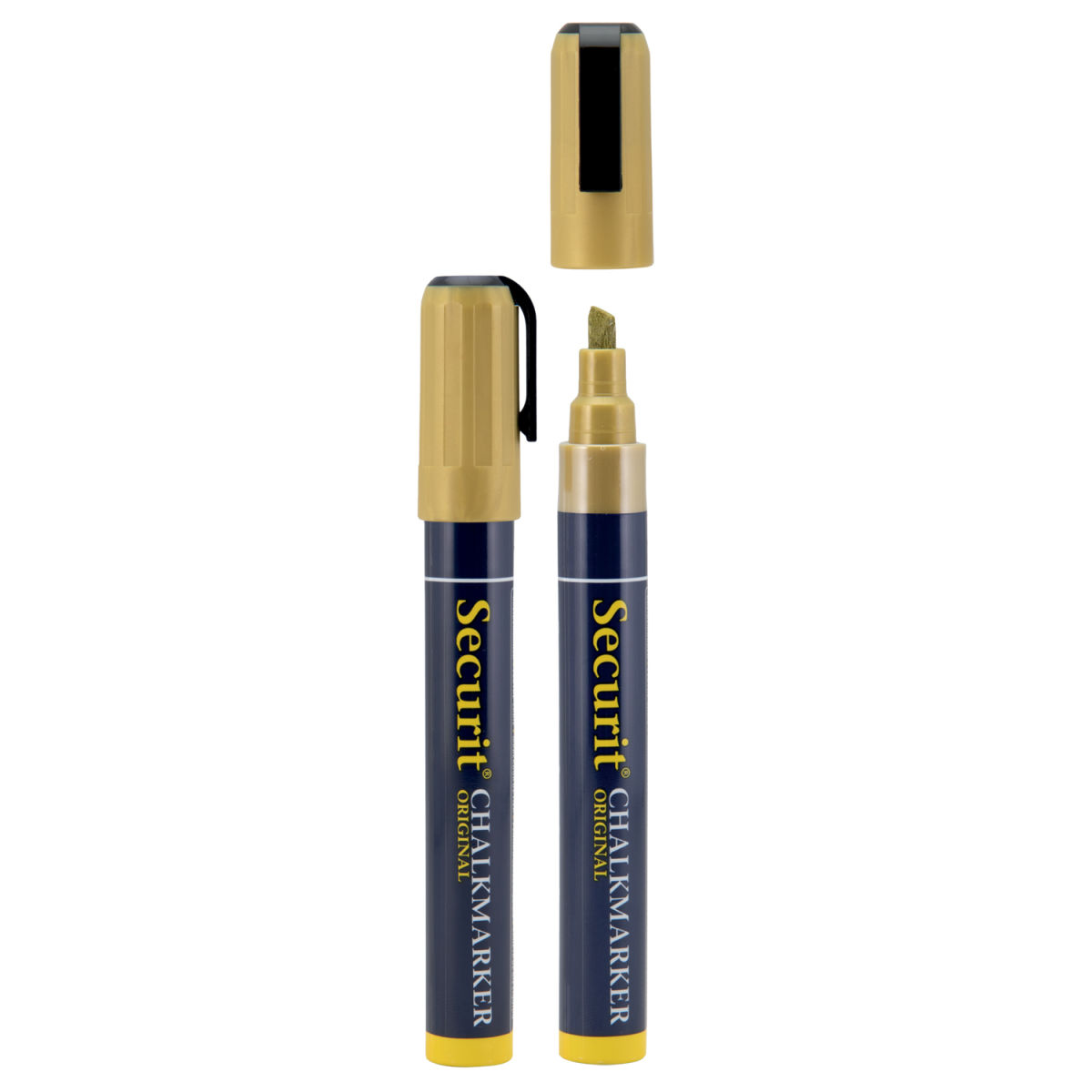 Set di 2 pennarelli a gesso liquido Punta smussata 2-6mm Securit; 2 cm (L), lunghezza carattere 20 mm; oro