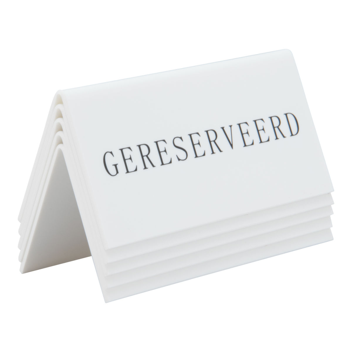 Segnaposto Riserva Tavolo 'Gereserveerd' Olandese Set 5 Pezzi Bianco Securit; 10x5 cm (LxH); bianco