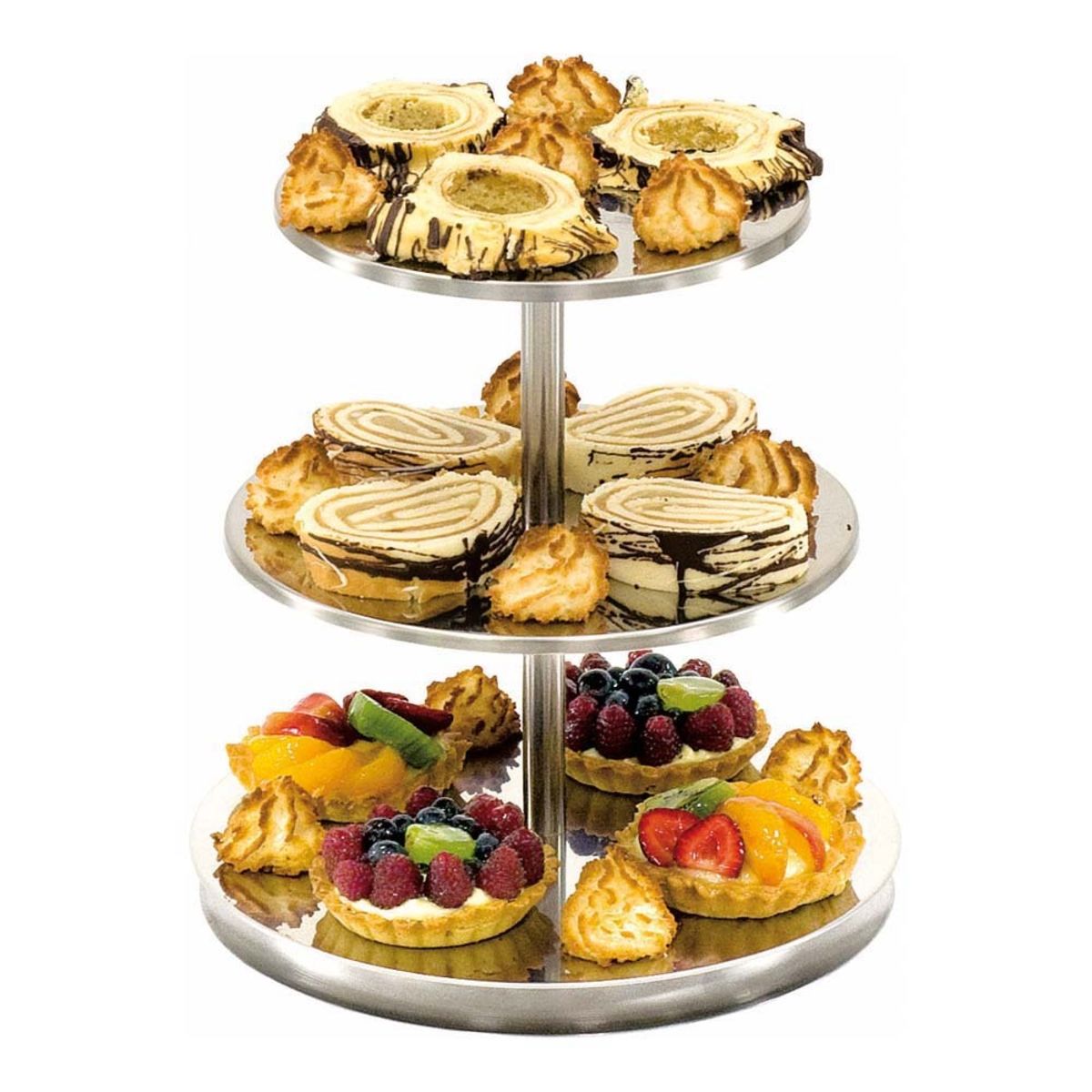 Stalgast Etagere ohne Griff, 3-stufig, Höhe 30 cm 31 cm (H); silber