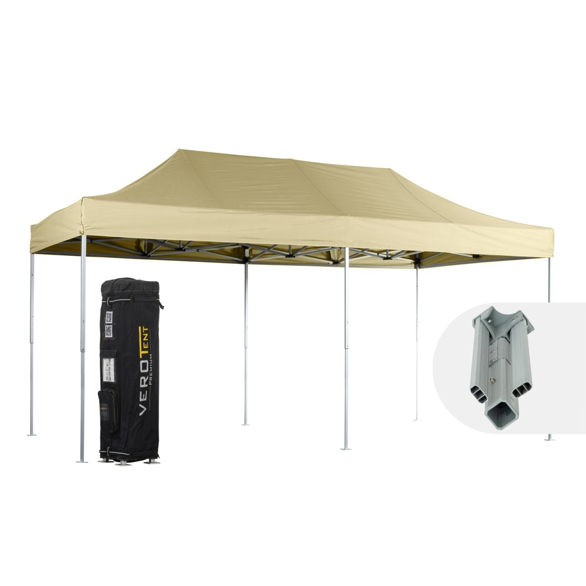 VeroTENT VeroTENT Faltpavillon 3x6m Classic mit Dach 300x600x330 cm (LxBxH); beige