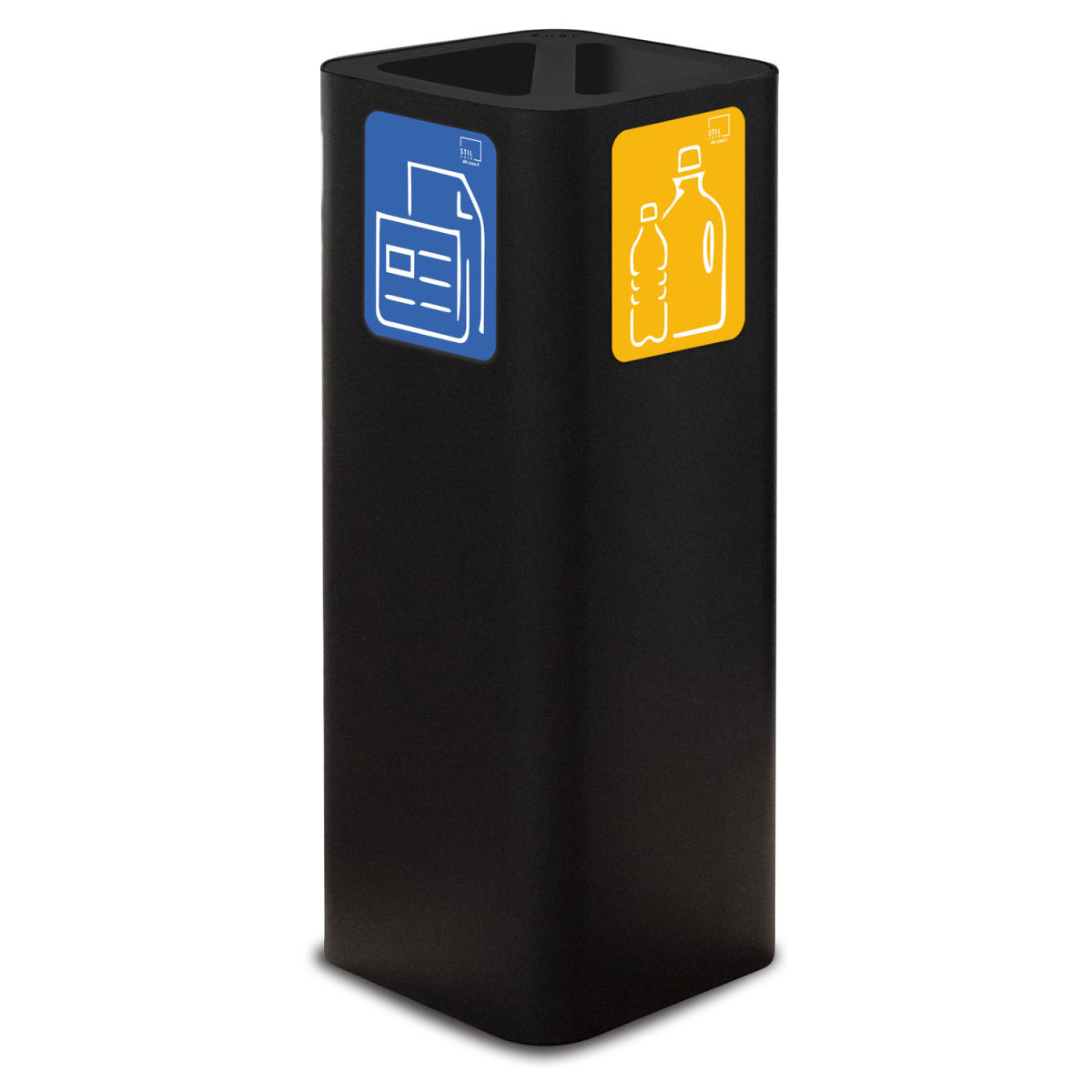 STIL CASA Stil Casa PURE Abfallsammelbehälter aus lackiertem Stahl, Deckel mit zwei Fächern, Magnetpiktogramm-Kit, Corten. 60 l, 31.2x31.2x82.5 cm (LxBxH); schwarz; rechteckig