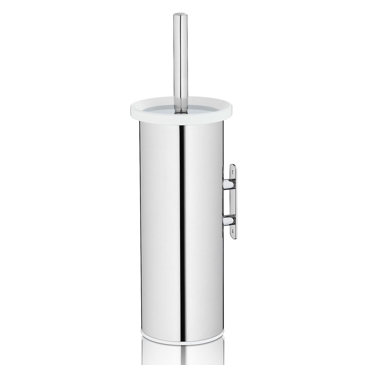 kela WC-Garnitur Alor Edelstahl 18/10 mit Wandmontage 11.5x38 cm (ØxH); weiß