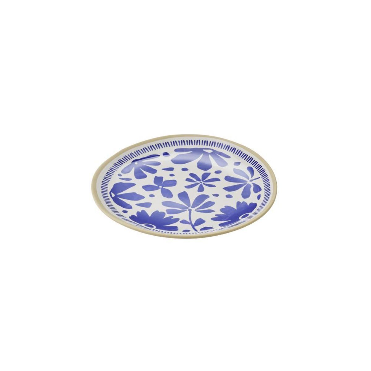 APS Teller -FLORYN-; 26.5x26.5x2 cm (LxBxH); weiß/beige/blau; rund