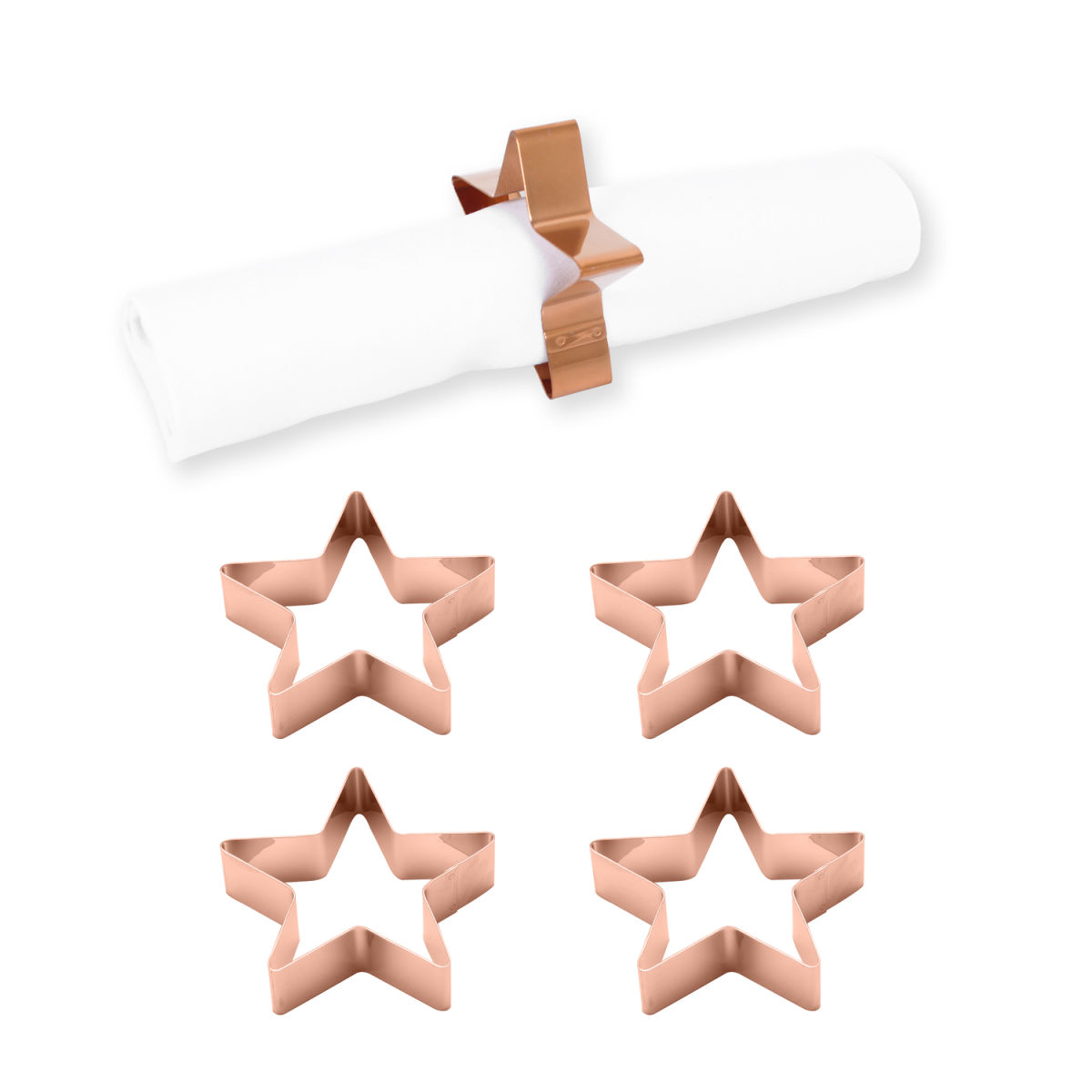 ECHTWERK Serviettenring-Set Stern-Design 7x2x2 cm (LxBxH); kupfer; 4 Stück / Pack