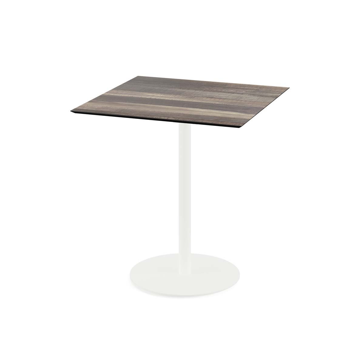 Feros Terrassentisch Urban Weiß Gestell + HPL quadratisch 70x70x73.2 cm (LxBxH); hellbraun; quadratisch