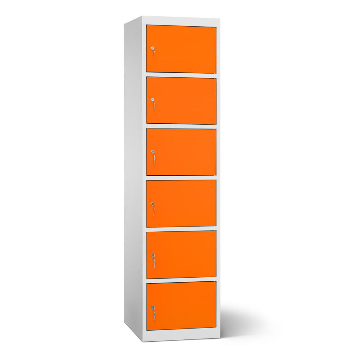rotstahl Akku-Ladeschrank 6 Fächer mit lichtgrauem Korpus 45x180 cm (BxH); orange