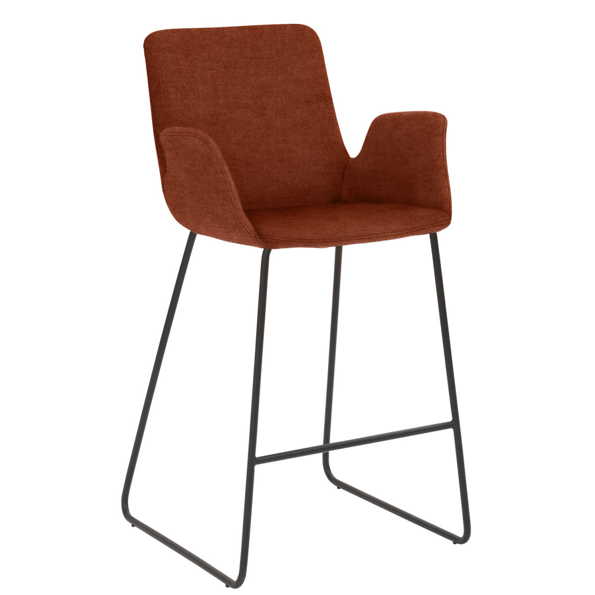 Mayer Sitzmöbel Tresenhocker mit Armlehnen, Kufengestell, Samtbezug Gestell schwarz 53x49x95 cm (BxTxH); Sitz rostbraun, Gestell schwarz