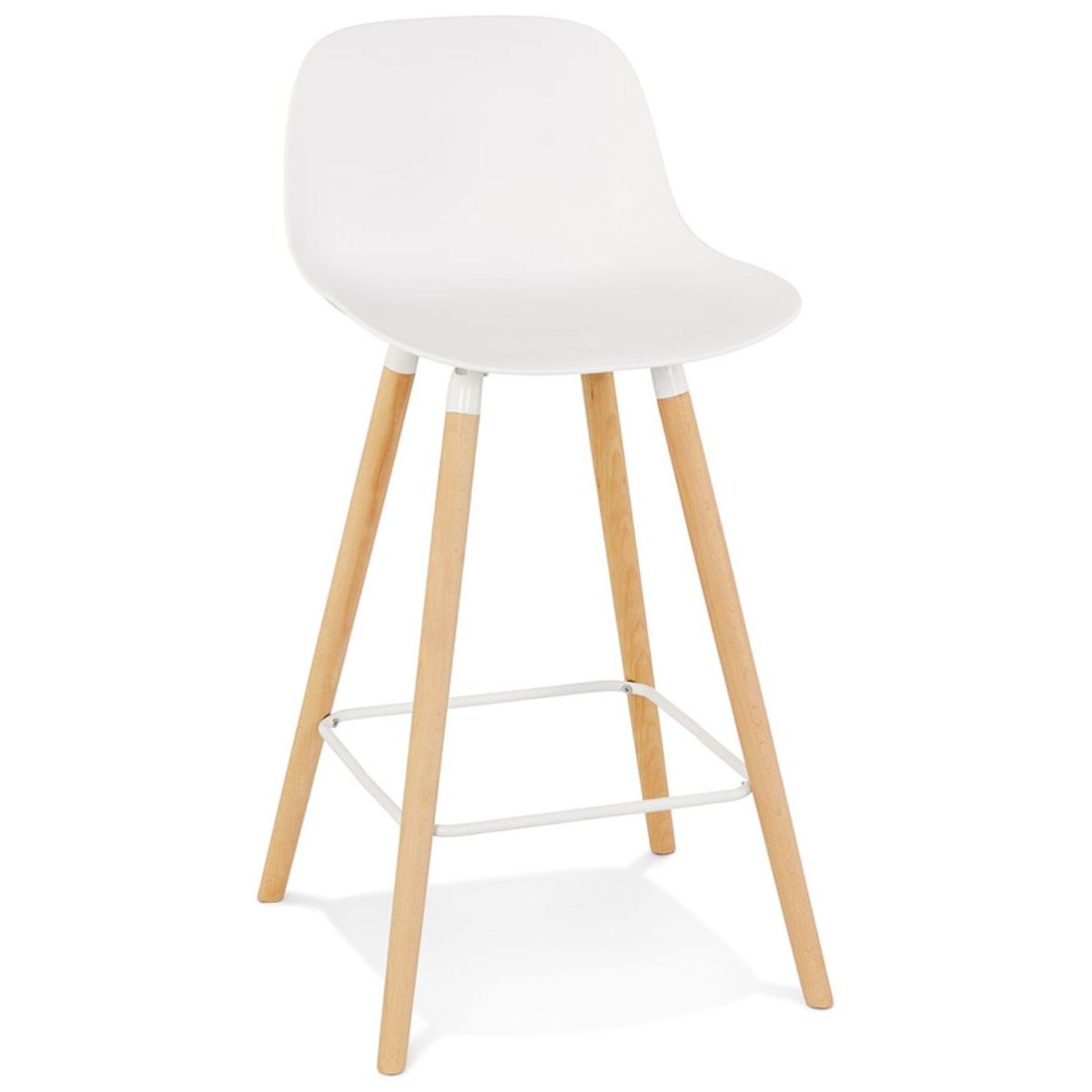 Légia Mittelhoher Snackhocker TATSU MINI 48x46x89 cm (BxTxH); Sitz weiß, Gestell buche