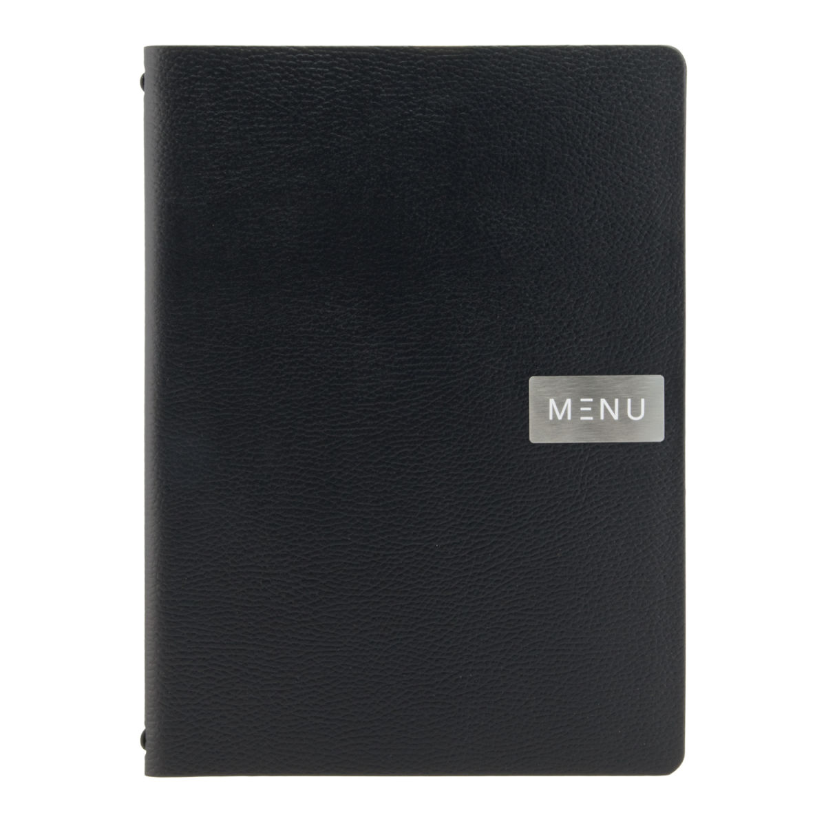 Carta A4 Leather - Bianco - Linea Raw - 100% pelle ecologica - Targhetta Menu + targhetta neutra incluse - 4 facciate Securit; 24x33.5 cm (LxH); nero