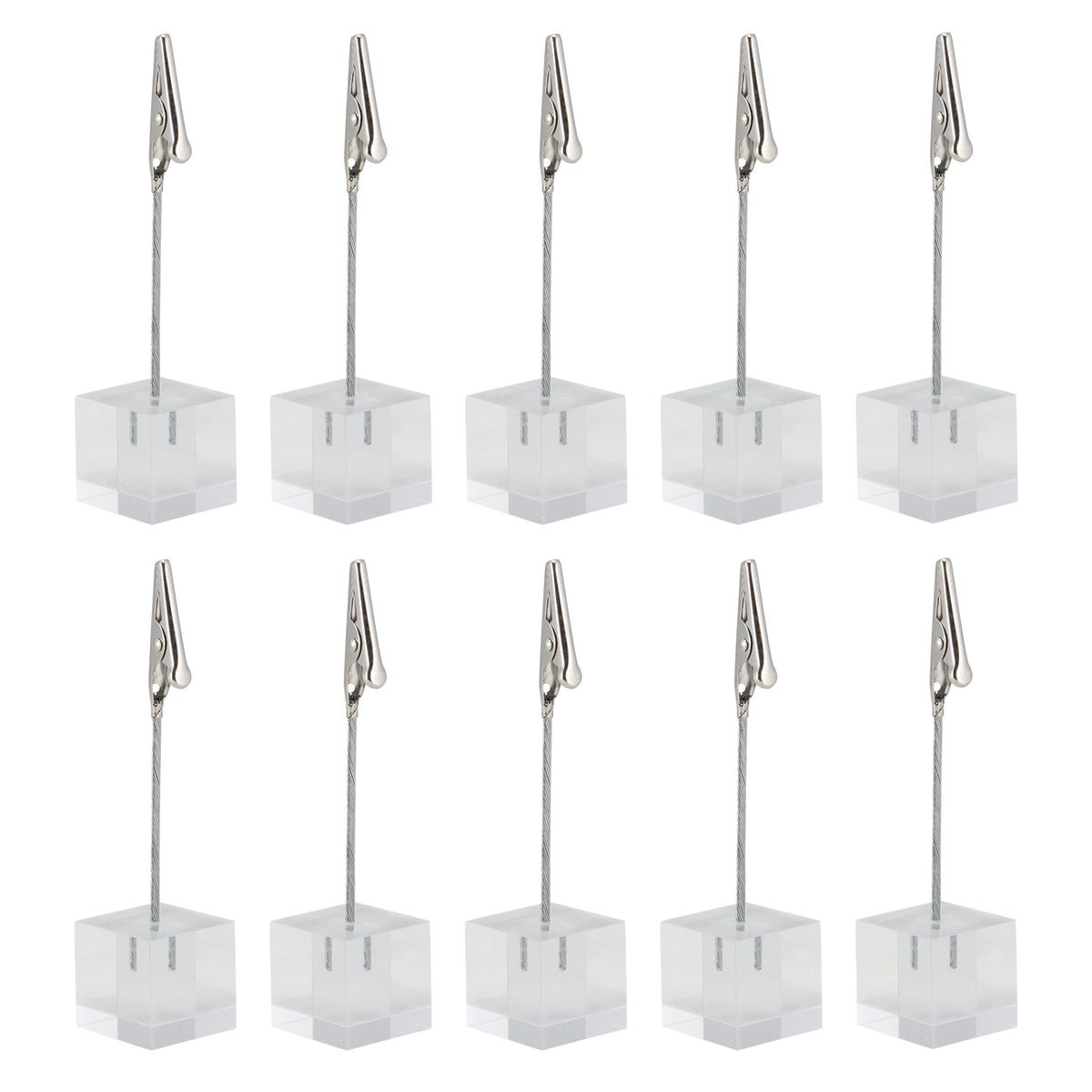 Set di 6 portabiglietti in Acrilico - Con Pinza Securit; 2.5x10 cm (LxH); argento