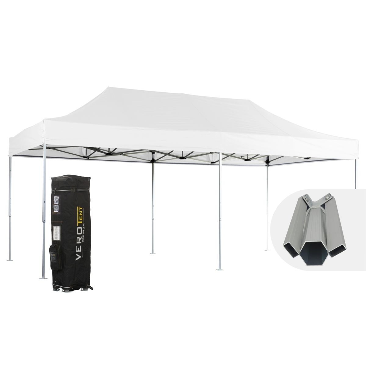 VeroTENT VeroTENT Faltpavillon 4x8m Budget50 mit Dach 400x800x400 cm (LxBxH); weiß