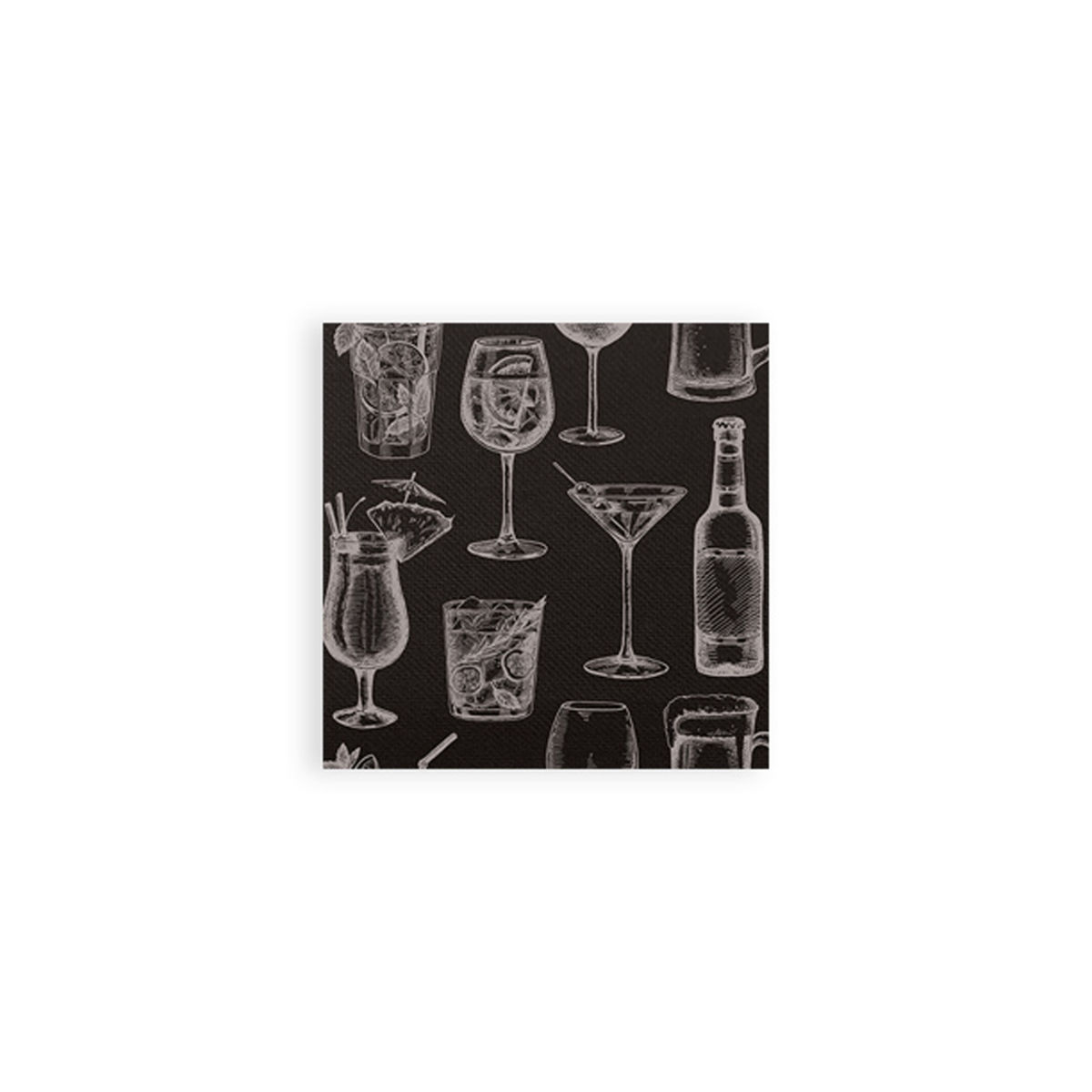 Plock Motivserviette, Zellstoff, Cocktail 20x20 cm (BxL); schwarz; 3200 Stück / Pack