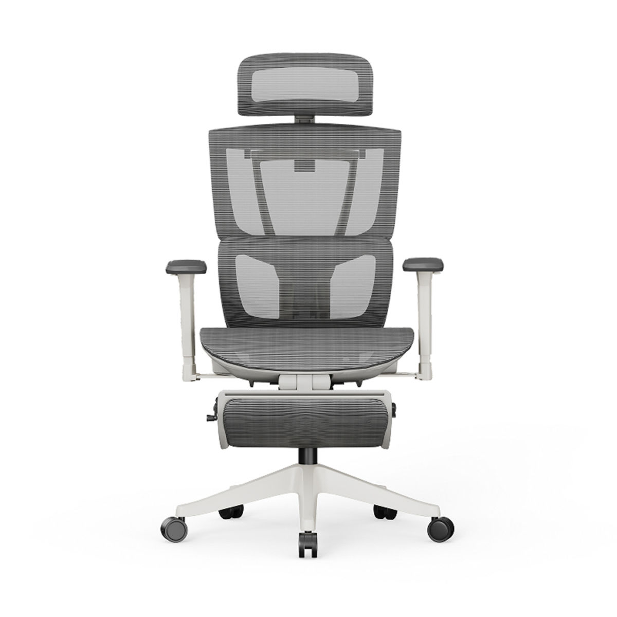 FlexiSpot Ergonomischer Bürostuhl Mesh-Sitz, ausziehbare Fußstütze; 71x47x65 cm (BxHxT); hellgrau