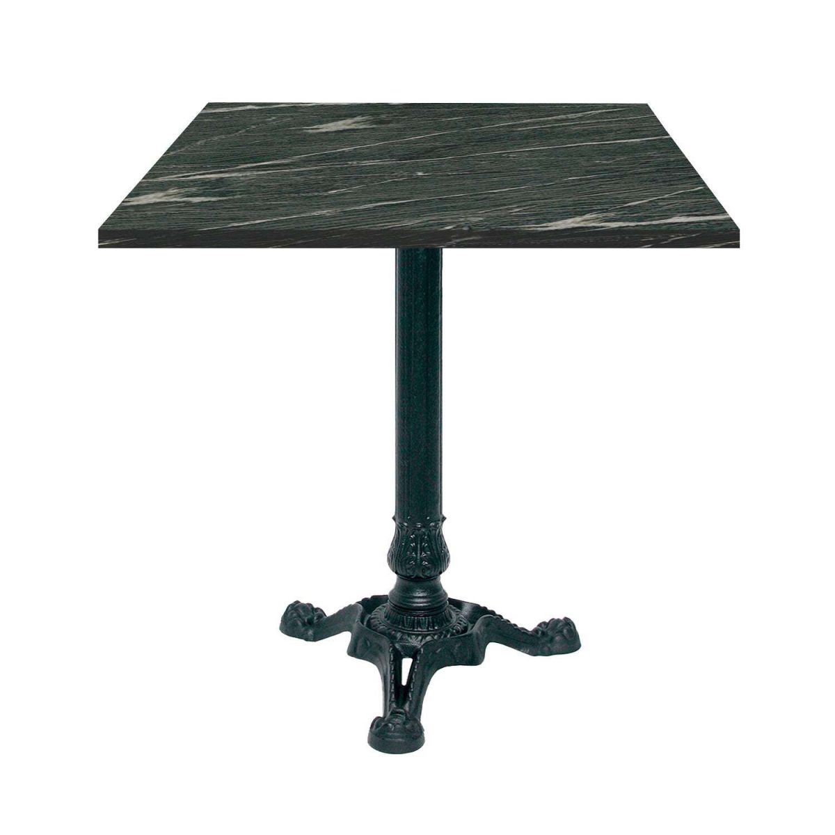 RestooTab Tisch Bistrot quadratisch - Dekor Stein & Holz 70x70x75 cm (LxBxH); dunkelgrau/marmoriert; Gestell schwarz; quadratisch