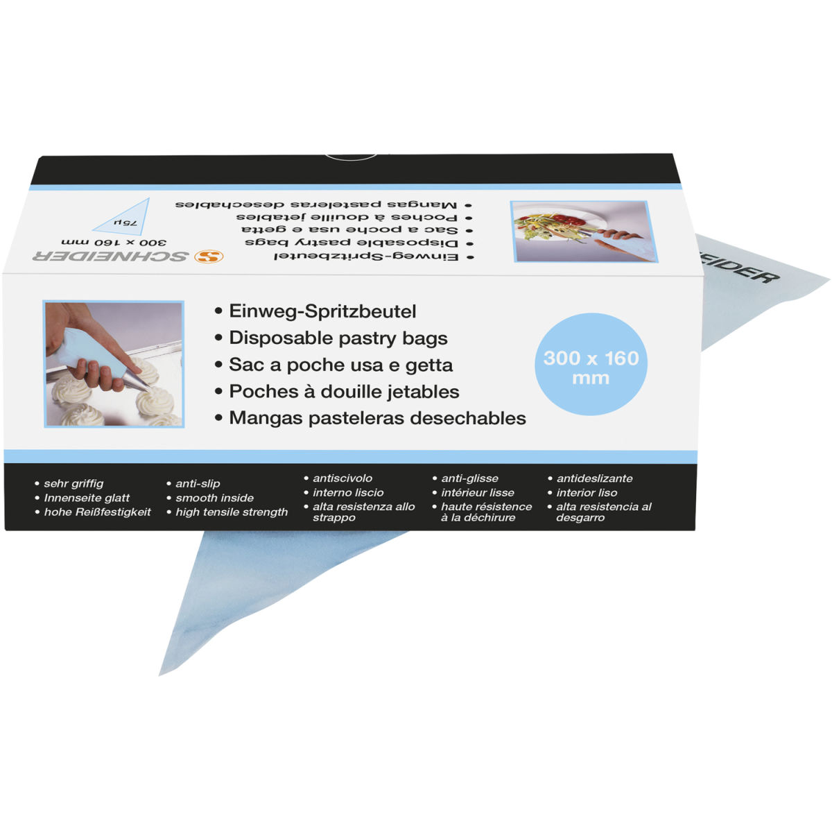 Schneider Einweg-Spritzbeutel 30x16 cm (LxB); blau; 100 Stück / Pack