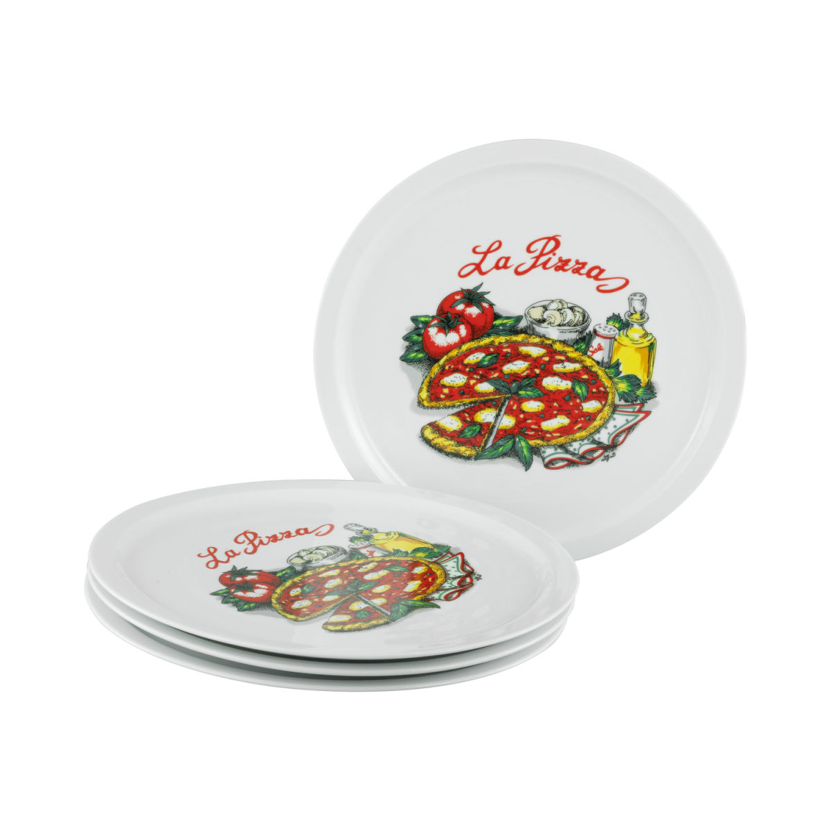 CreaTable Milano La Pizza - Pizzateller 4-tlg 30x30x30x2 cm (LxBxØxH); mehrfarbig; 4 Stück / Pack