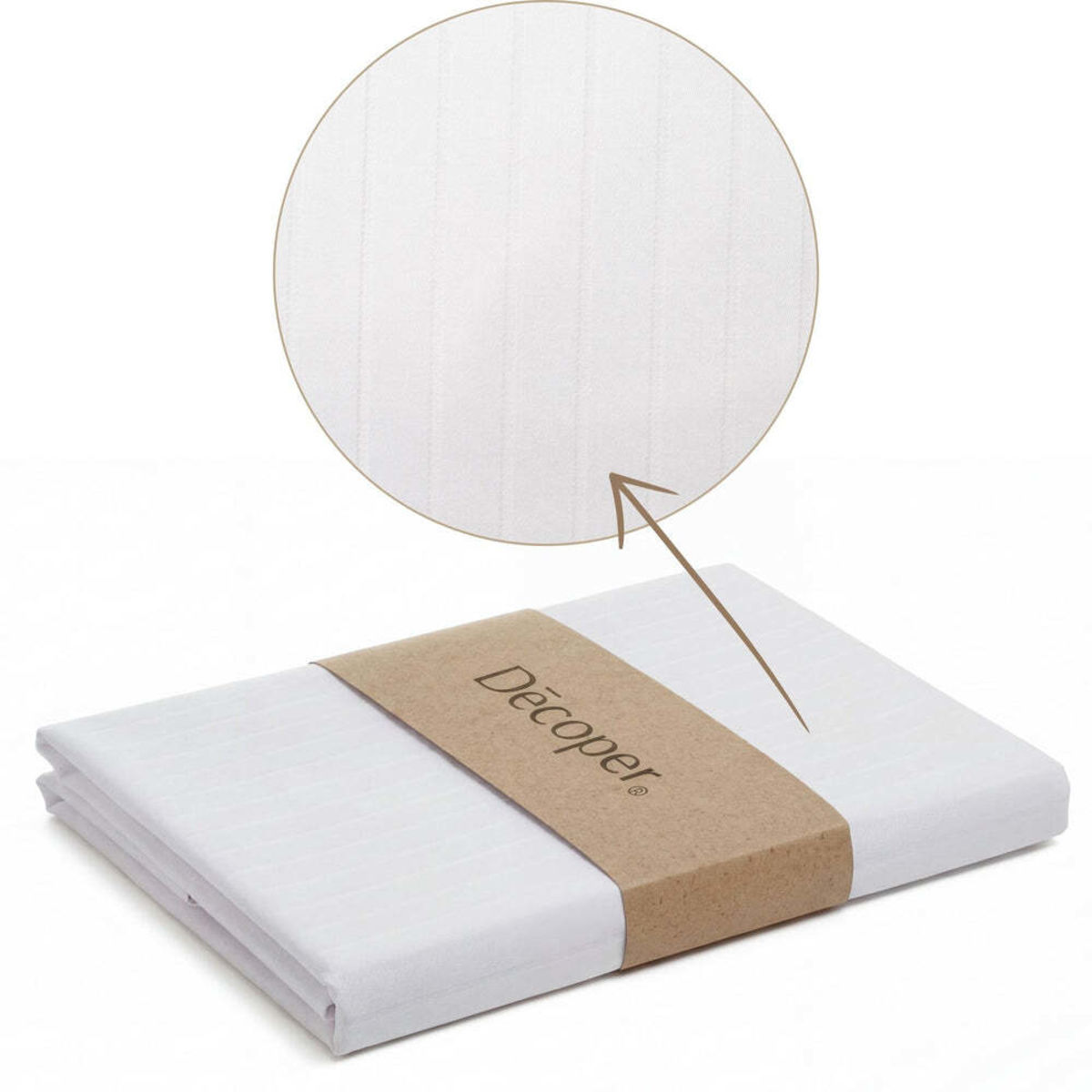 Decoper Streifsatin Bettwäsche Set; 135x200 cm (BxL), 80x80 cm (LxB); weiß