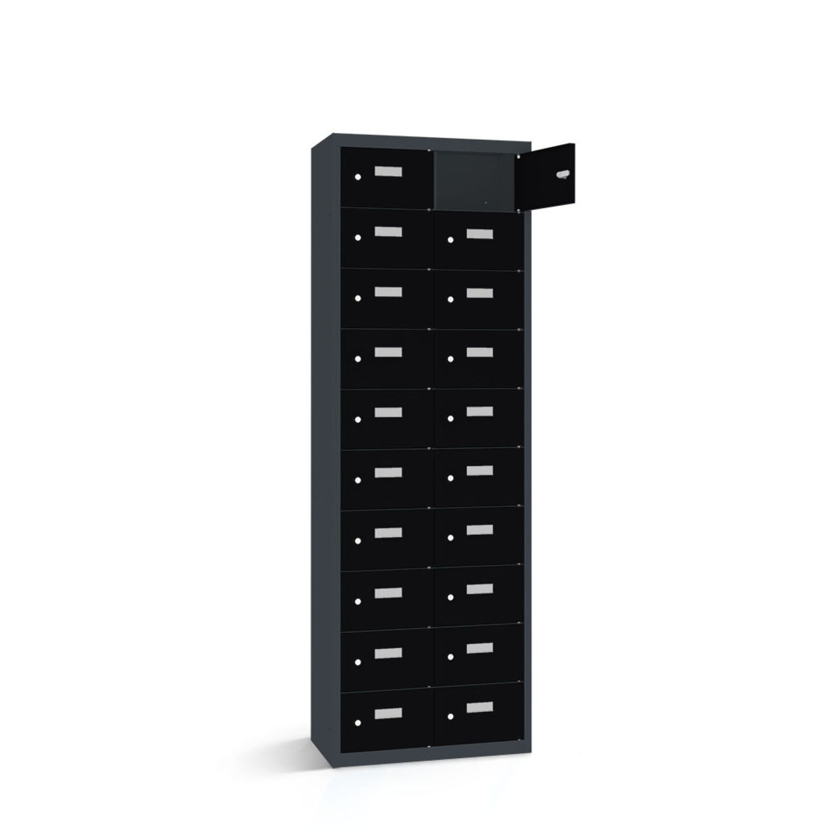 rotstahl Wertfachschrank 20 Fächer mit anthrazitgrauem Korpus 60x30x180 cm (BxTxH); schwarz