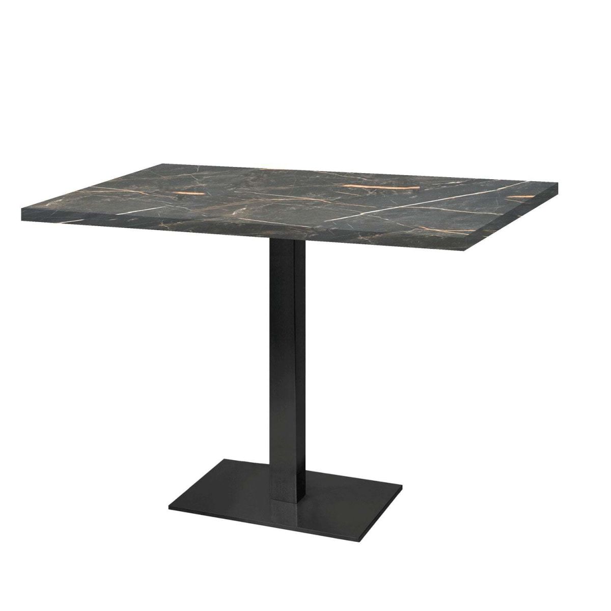 RestooTab Tisch Milan rechteckig - Dekor Stein & Holz 120x70x75 cm (LxBxH); Platte steingrau, Gestell schwarz; rechteckig