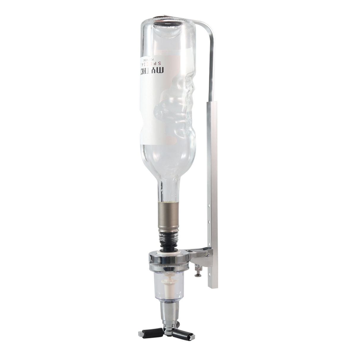 Stalgast Wandflaschenhalter mit 30 ml Dosierausgießer, für eine Flasche, H. 240 bis 350 mm 39 cm (H); silber