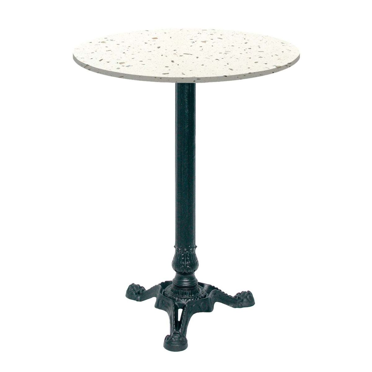 RestooTab Stehtisch Bistrot rund - Dekor Stein & Holz 60x60x113x60 cm (LxBxHxØ); weiß/mehrfarbig/terrazzo; Gestell schwarz; rund