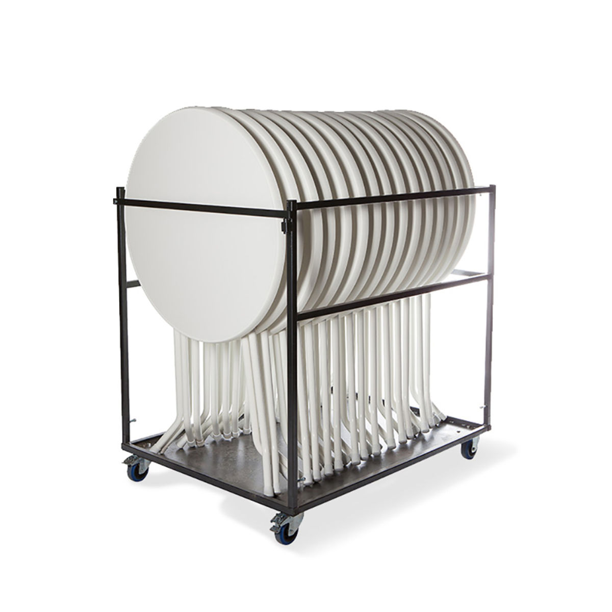 Feros Stehtisch Transportwagen groß, Hammerschlag 127x97x120 cm (BxTxH); silber