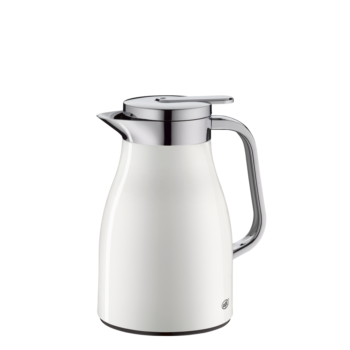 alfi SKYLINE Isolierkanne 0,65 l, 12 h heiß, coconut white mat | 24h kalt, Hartglaseinsatz, Edelstahlkörper, Thermoskanne für Kaffee & Tee, Drucktaste für Einhandbedienung, weiß