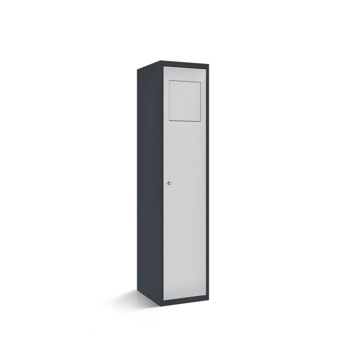 rotstahl Wäschesammelschrank mit Einwurfklappe mit anthrazitgrauem Korpus 40x50x180 cm (BxTxH); hellgrau