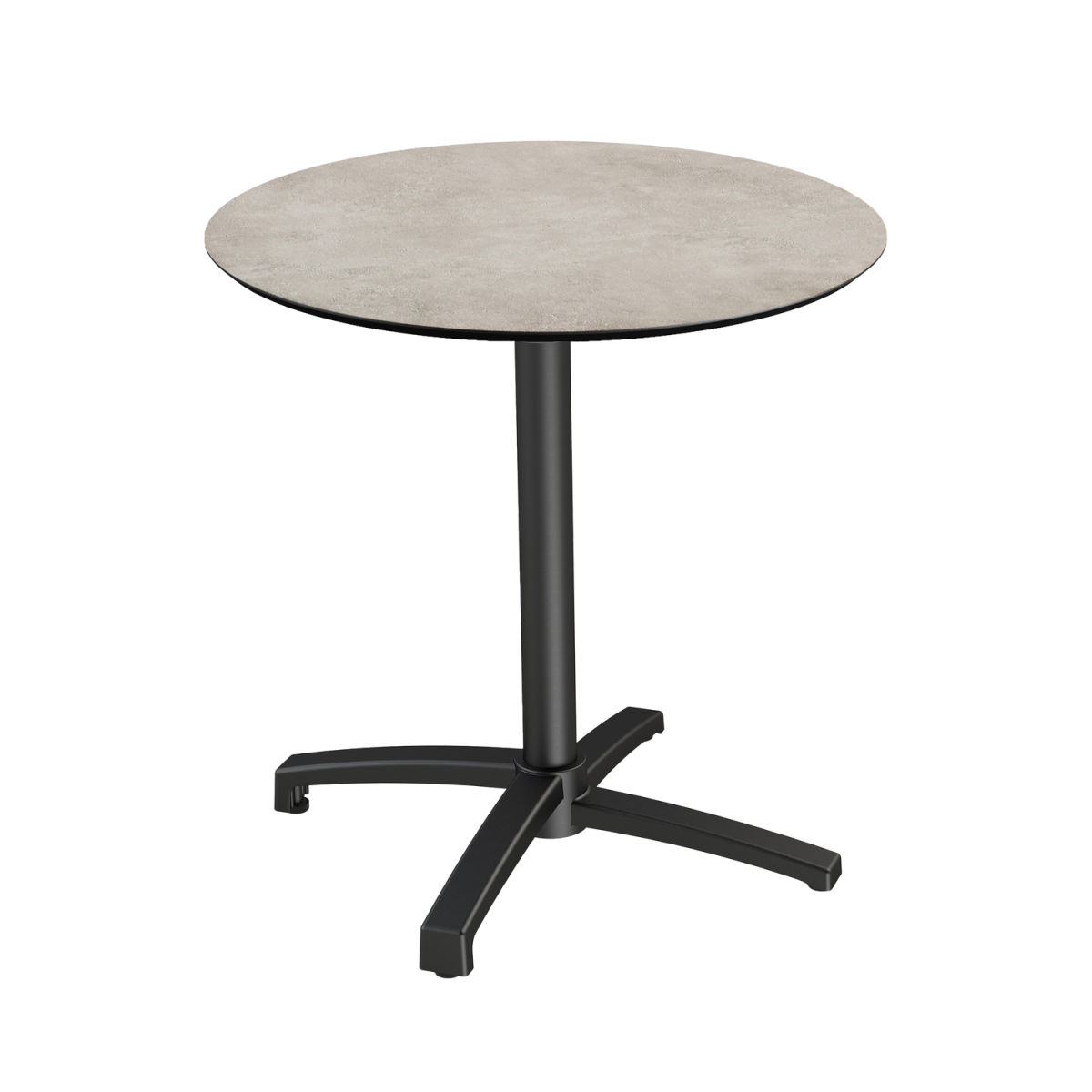 Feros Terrassentisch X Cross Schwarz Gestell + HPL rund 74 cm (H); sand; rund