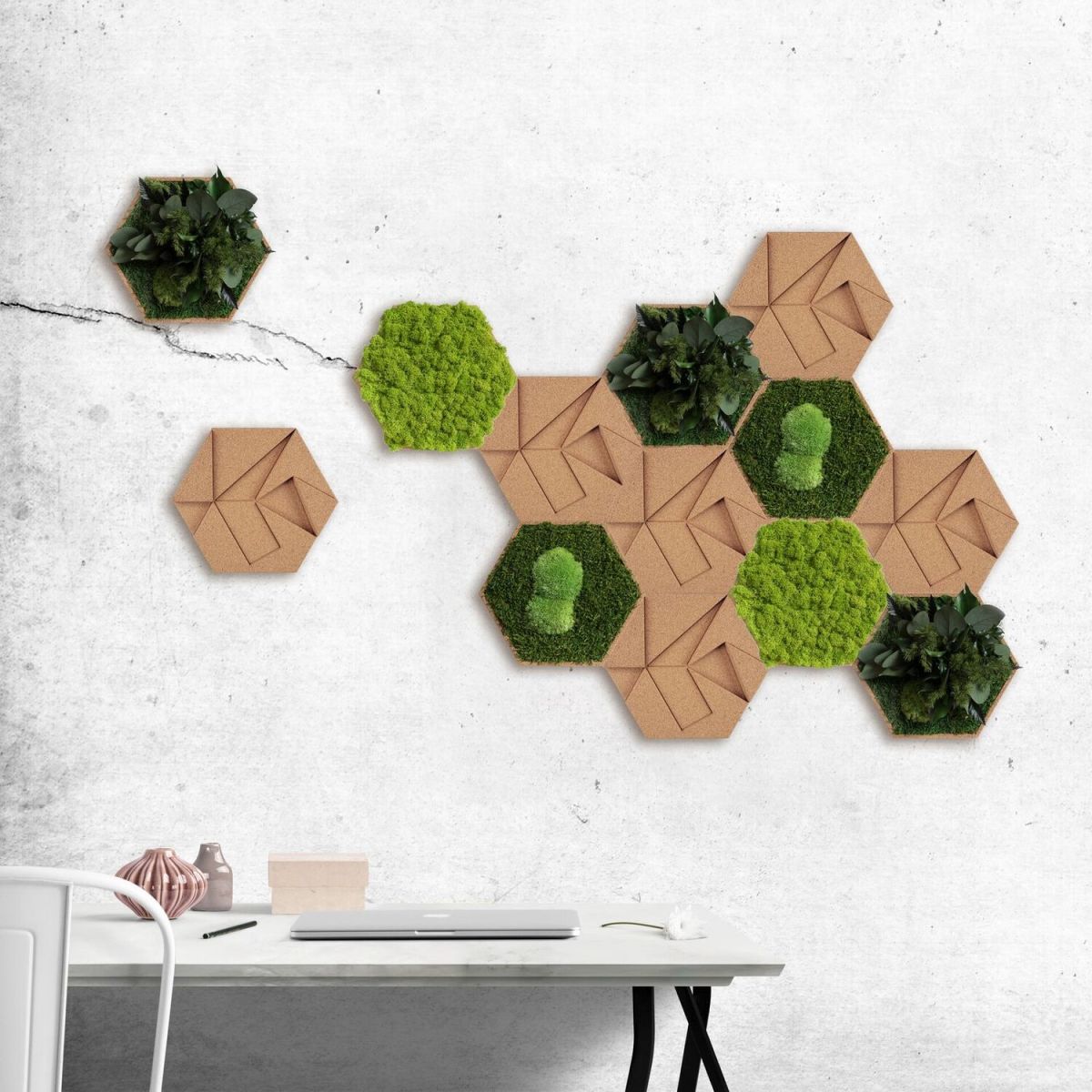 styleGREEN Kork-Hexagon Set grün; 5 Stück / Pack