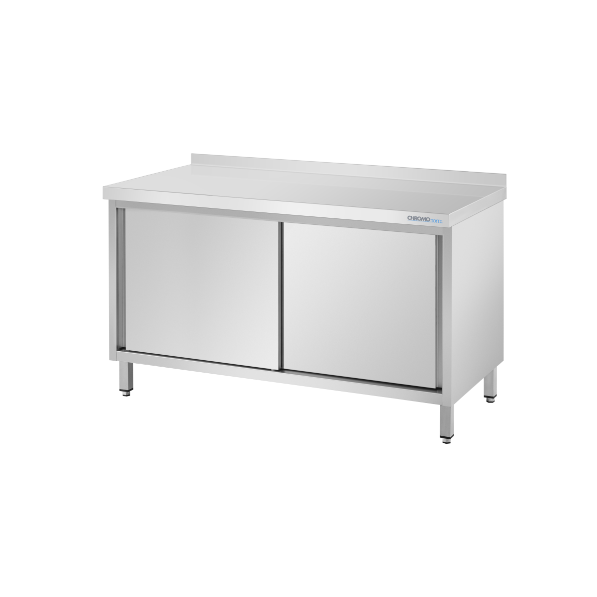 CHROMOnorm Arbeitsschrank mit Schiebetüren, mit Tischplatte Hinten Auf 180x90x70 cm (BxHxT); grau