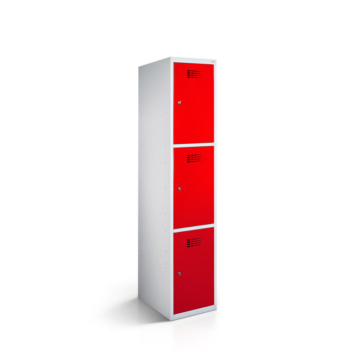 rotstahl Fächerschrank 3 Fächer mit lichtgrauem Korpus 40x50x180 cm (BxTxH); rot