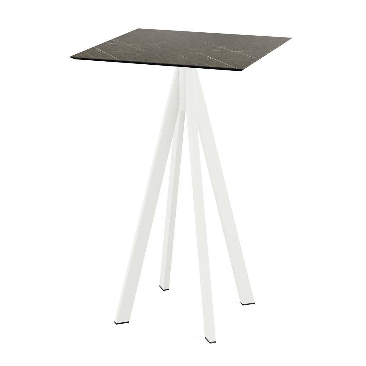 Feros Stehtisch Infinity Weiß Gestell + HPL quadratisch 70x70x109.2 cm (LxBxH); braun; quadratisch