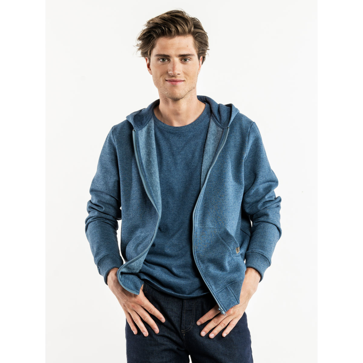 Chaud Devant Kapuzenpullover Comodo Blue Melee Kleidergröße M; blau meliert