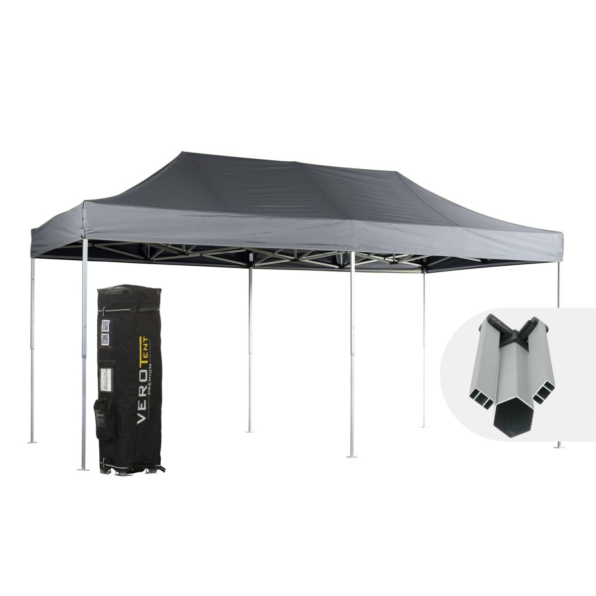 VeroTENT VeroTENT Faltpavillon 3x6m Starter mit Dach 300x600x330 cm (LxBxH); grau