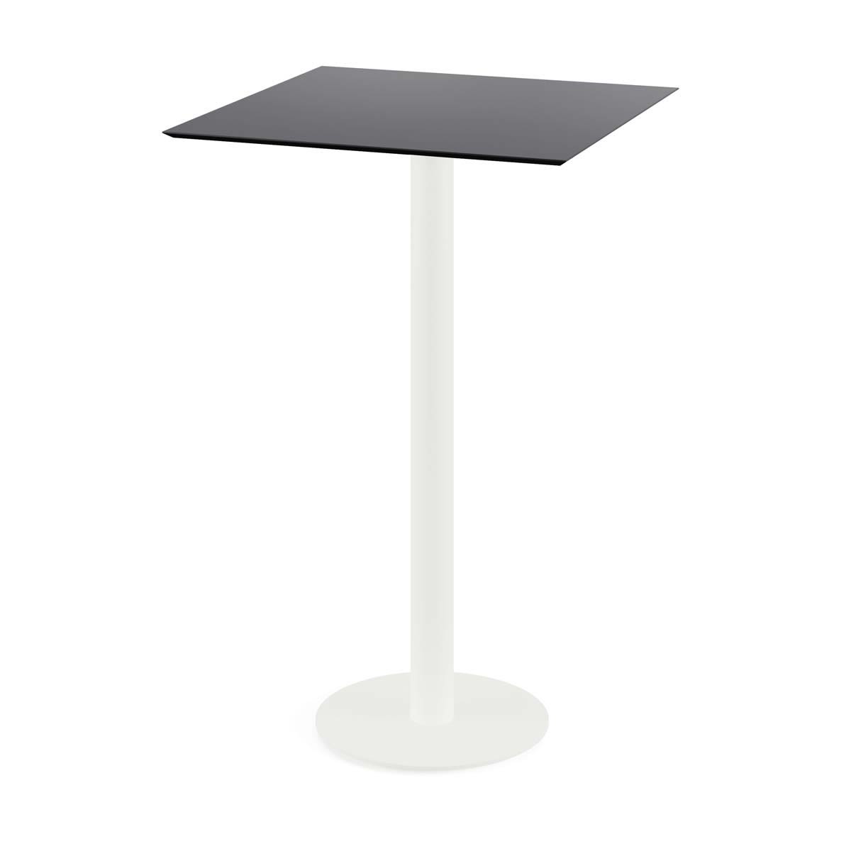 Feros Urban Stehtisch Weiß Gestell + HPL quadratisch 70x70x109.2 cm (LxBxH); schwarz; quadratisch