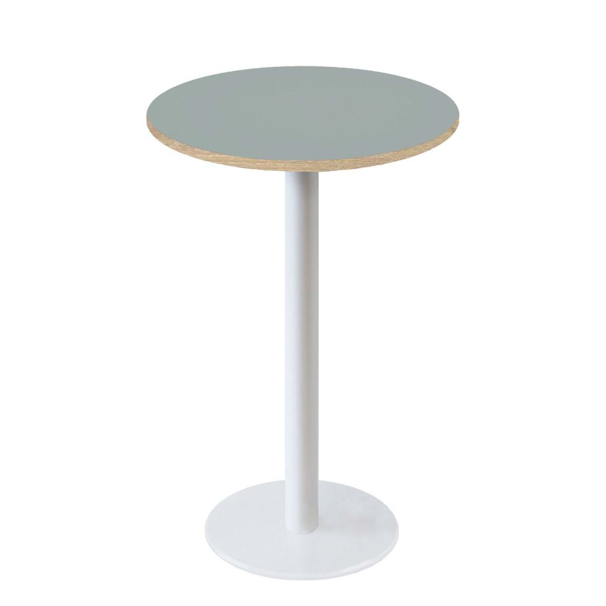 Tavolo alto Roma rotondo base bianco - laminato tinta unita RestooTab; 113x60 cm (HxØ); grigio/marrone; rotonda
